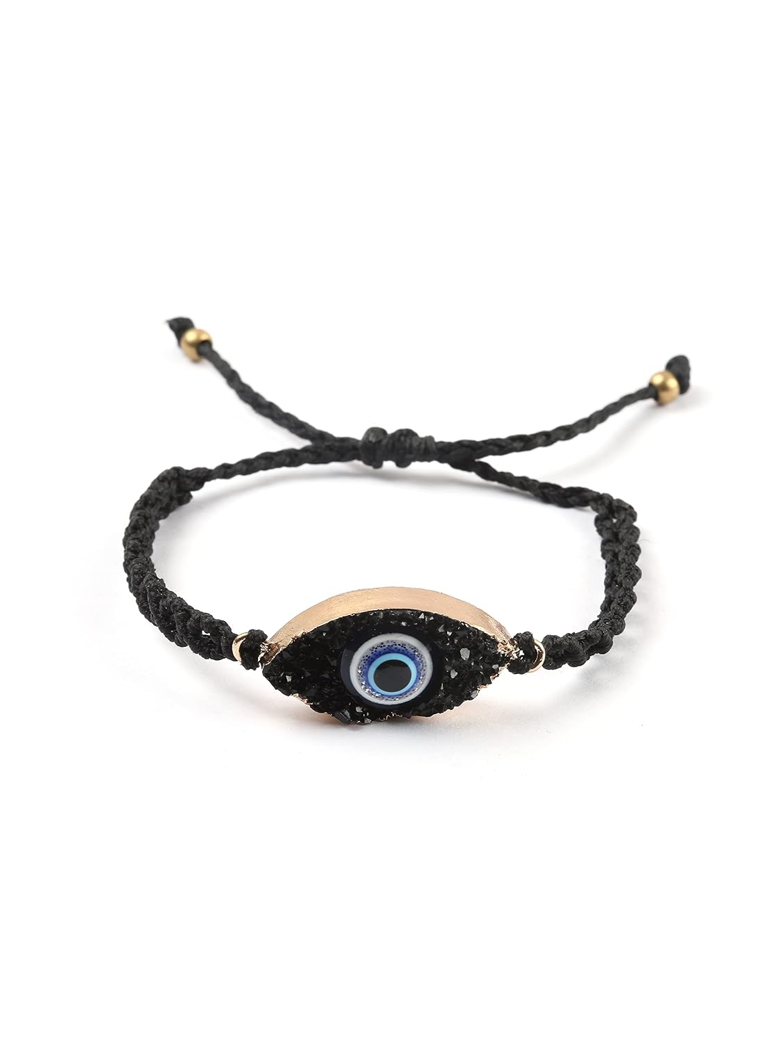 El Regalo Unisex Evil Eye Druzy Handmade Adjustable Macrame Bracelet for Girls/Boys/Men/Women | Evil Eye Adjustable Bracelets Jewelry for All (1 Black)