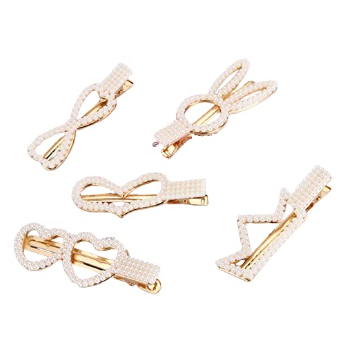 El Regalo 5 PCS Pearl Hair Clips | Large Pearls Hair Clips Pins for Women & Girls | Bridal Pearls Hair Accessories wedding Hair Clips/Tic Tac/Hairpins (Set-1)