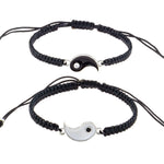 El Regalo 2 PCs Unisex Yin Yang Macrame Bracelet Set - Yin Yang Thread Adjustable Bracelet for Couple/Best Friends