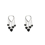 El Regalo Love Hearts Tassel Hoop Earrings for Women/Girls- Heart Huggie Hoop Chains Earrings (Silver)