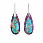 El Regalo Elegant Natural Stone Drop Earrings for Women | Vintage Teardrop Boho Dangle Earrings | Anti-Tarnish Western Statement Jewellery for Girls & Women (Purple Blue)