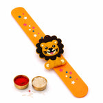 El Regalo Cute Slap Band Bracelet Rakhi for Kids Boys & Little Brother | Fun Quirky Silicone Slap Wristband Rakhi for Toddlers & Children with Roli Chawal Pack and Gift Box (Tiger)