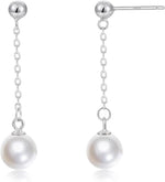 El Regalo Minimalist Pearl Tassel Earrings for Women | Elegant Chain Drop Earrings | Indo Western Style Dangle Pearl Earrings (Style-2)