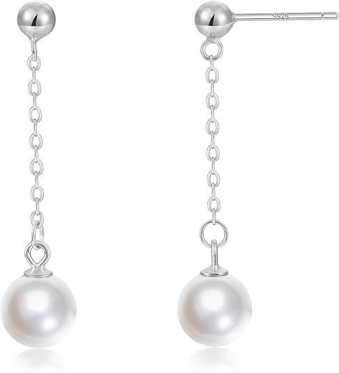 El Regalo Minimalist Pearl Tassel Earrings for Women | Elegant Chain Drop Earrings | Indo Western Style Dangle Pearl Earrings (Style-2)
