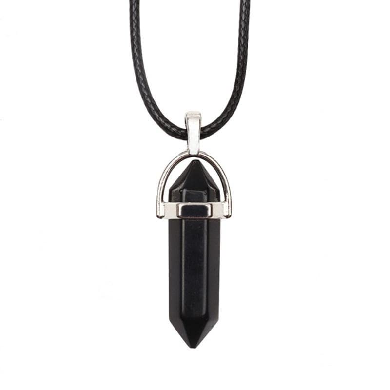 El Regalo 1 PC Hexagonal 6 Faces Healing Crystal Unisex Necklaces for Men/Women/Girls/Boys- Healing Stone Pendant Jewelry (Black Onyx)