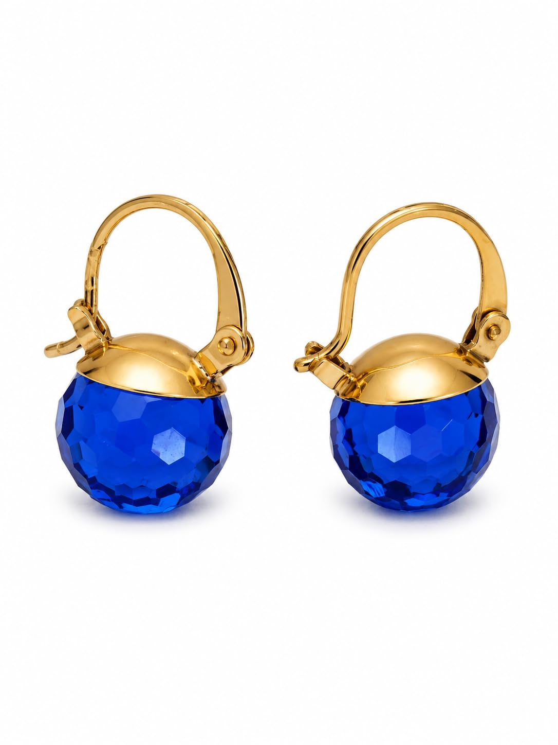 El Regalo Elegant & Graceful Aquamarine Austrian Crystal Earrings for Girls & Women- Sparkly Austrian Crystal Disco Ball Earrings (Indigo Blue)