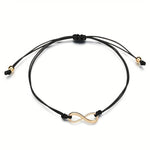 El Regalo 1 PC Infinity Charm Thread Adjustable Anklet for Girls & Women - Minimilist Infinity 1 Leg Anklet (Gold)