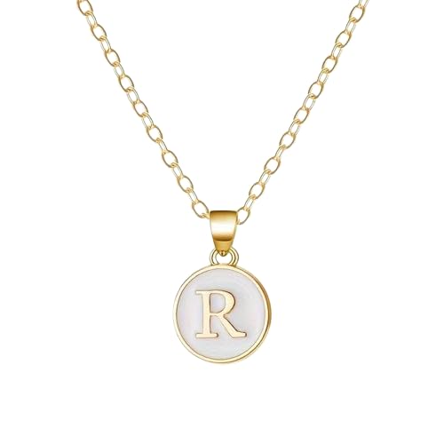 El Regalo Unisex-Adult Personalized Name Initial Letters Pendant Necklace-Enamelled Name Initials Pendant with Stainless Steel Chain (R)