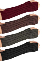 4 Pairs Knitted Arm Warmers Winter Long Fingerless Gloves With Thumb Hole Mittens for Women and Men