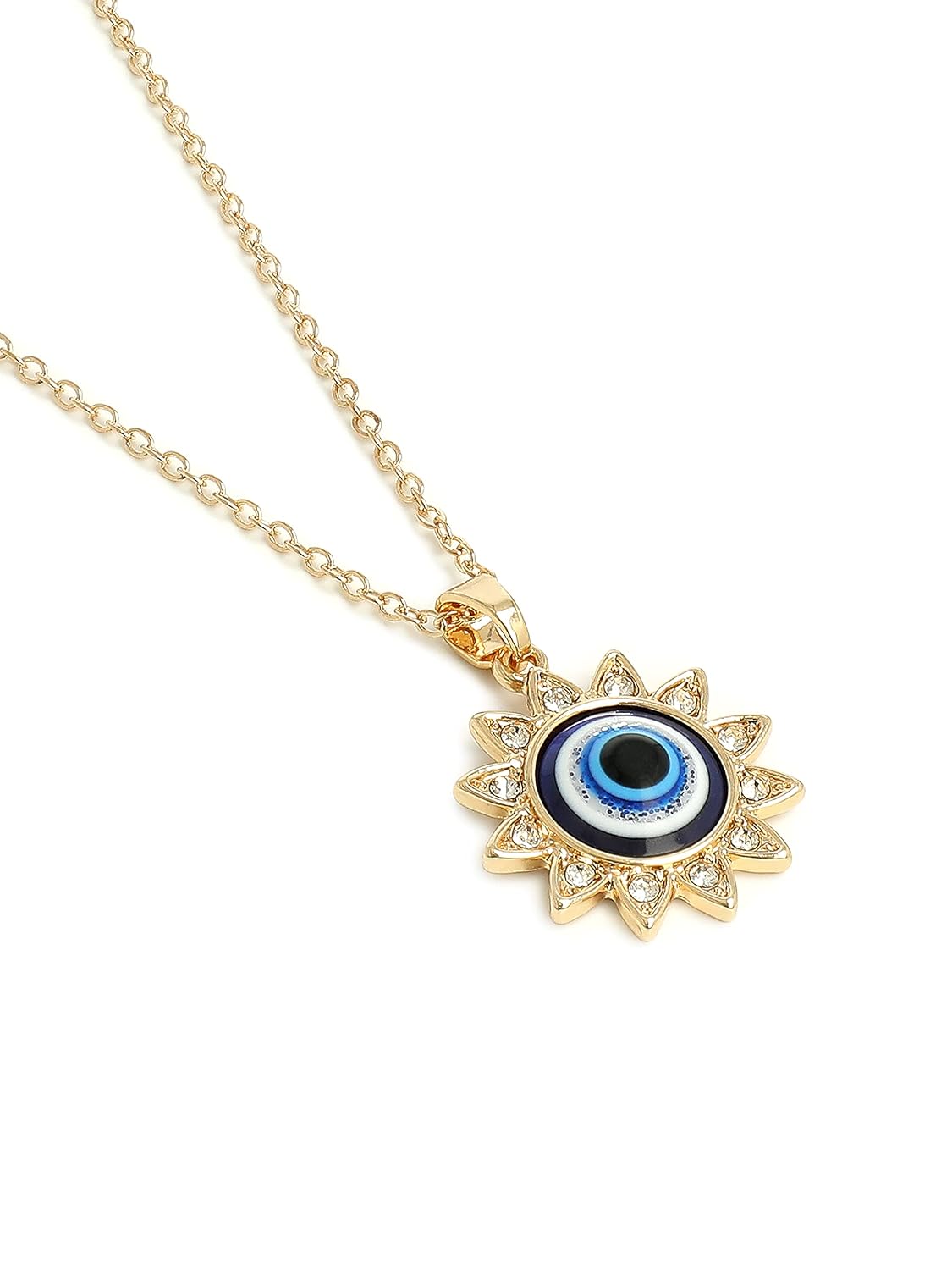 El Regalo 1 PC Evil Eye CZ Pendant Necklace for Girls & Women | Fashion Turkish Evil Blue Eyes Amulet Protection Pendant for Girls & Women (Model -2)
