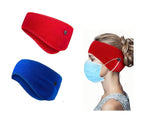 El Regalo 2PCs Winter Ear Warmer Headband with Buttons for Masks- Elastic Headband Winter Headband Full Cover Ear Muff Headband for Yoga Outdoor Sports Activities for Men & Women (Red & Blue)