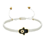 El Regalo 1 PC Hamsa Hand Evil Eye Charms Handmade Adjustable Unisex Bracelet for Girls/Boys/Men/Women (White)