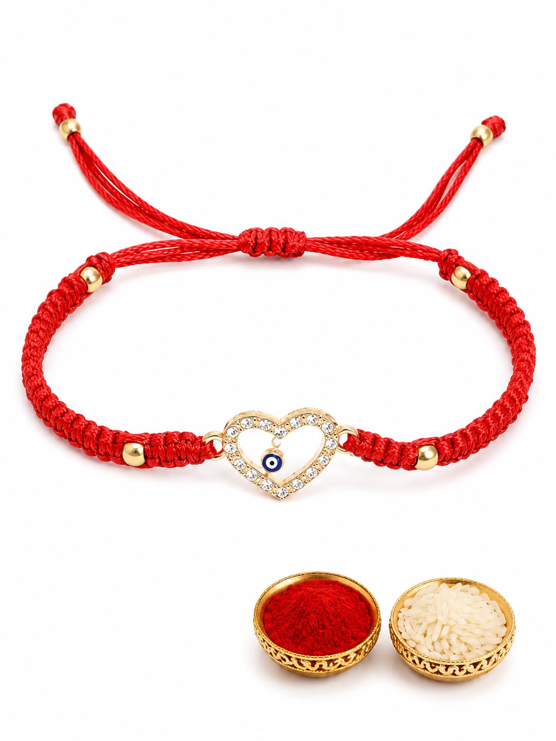 El Regalo Evil Eye CZ Bracelet Rakhi for Brother with Roli Chawal in Gift Box (Option-2)