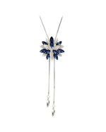 El Regalo Long Sweater Cubic Zirconia Crystal Snowflake Pendant Necklace For Women & Girls