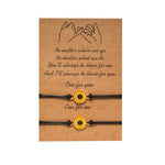 El Regalo Unisex 2 Pcs Sunflower Bracelets Set- Handmade Boho Sunflower Daisy BFF Friendship Bracelets Adjustable Braided Rope Pinky Promise Bracelets (Black)
