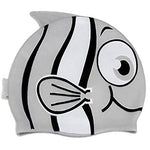 El Regalo Cartoon Fish Swimming Caps for Kids/Girls/Boys (4-16 Years Age Group)- Silicone Waterproof Stretchy Swimming Caps for Girls Boys for Long & Short Hair (Grey)