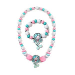 El Regalo Kids/Toddlers/Girls Wooden Beads Handmade Necklace & Bracelet Jewelry Sets (1 Necklace & 1 Bracelet): Kids Princess Jewelry Set (Mermaid Kids Jewelry Set)