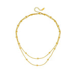 El Regalo Stainless Steel Double Layers Satellite Beads Chain Necklace- Anti Tarnish, Waterproof Golden Beads Station Chain Necklace for Women Girls