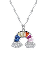 El Regalo Titanium Steel Cubic Zirconia Rainbow Necklace for Kids/Girls/Women- Anti Tarnish, Waterproof, Classy Rainbow Necklace- Gift for Girls