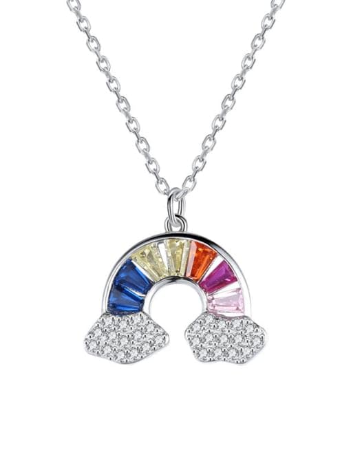El Regalo Titanium Steel Cubic Zirconia Rainbow Necklace for Kids/Girls/Women- Anti Tarnish, Waterproof, Classy Rainbow Necklace- Gift for Girls