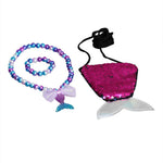 El Regalo 3 PCs Set of Mermaid Princess Girls Kids Necklace & Bracelet with Coin Pouch - Sequins Mermaid Tail Coin Purse Necklace Bracelet Gifts for Girls/Kids/Toddlers (Option-1)