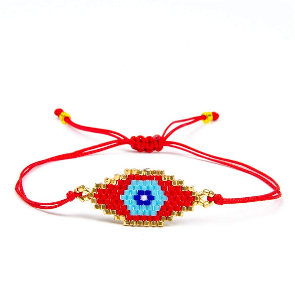 El Regalo Evil Eye Japanese Miyuki Seed Beads Lucky Unisex Bracelet | Handmade 100% Authentic Japanese Miyuki Seed Beads Bracelets (Blue)