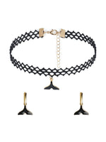El Regalo Cute & Fancy Mermaid Charms Choker Necklace & Earrings Set for Kids, Girls, Teens, Women - Beautiful Mermaid Tail Charm Collarbone Choker with Matching Earrings
