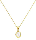 El Regalo Unisex Vintage Style Waterproof Name Initial Letters Pendant Necklaces - Stainless Steel Golden Initials Jewelry - Hypoallergenic Letters Pendant Chain (Letter V)