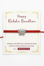 El Regalo 925 Sterling Silver OM/Ganesha/Trident/Baby Feet/Butterfly Silk Thread Rakhi for Brother/Nephew/Niece - Real Silver OM Rakhi for Bhai/Bhaiya/Nephew (OM Trident Silver Rakhi)