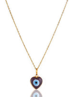 El Regalo Unisex Heart Evil Eye Pendant Necklace for Girls/Boys/Men & Women- Handmade Glass Lamp work Nazar Evil Eye Pendant Necklaces- Valentines Day Gift (Gold Tone Lavender Heart with Chain)