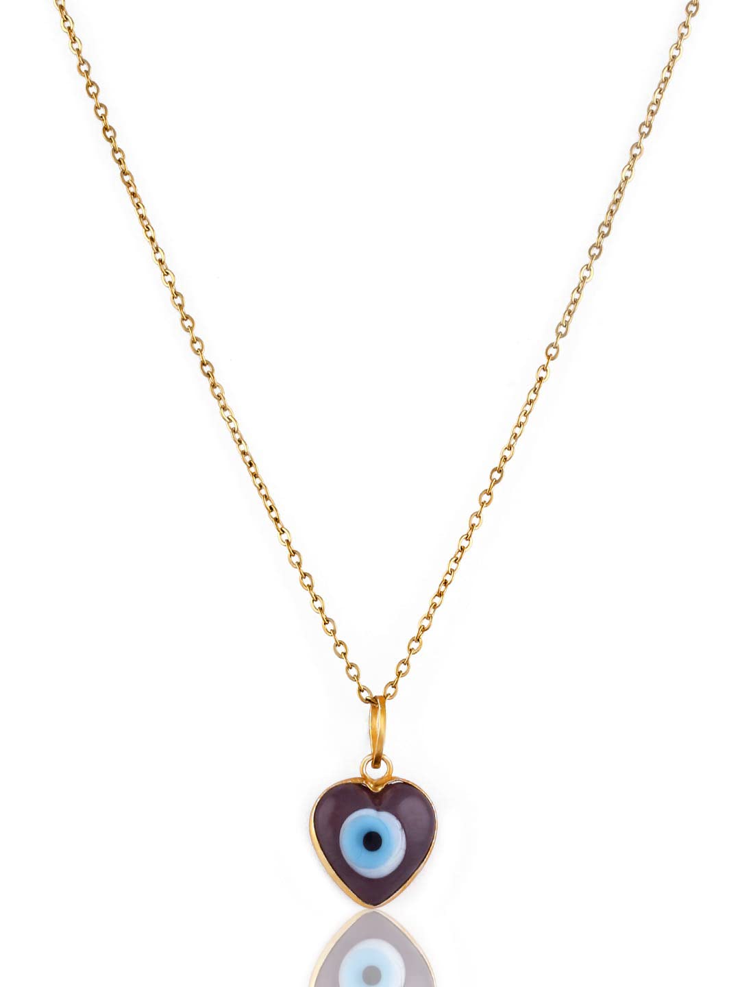 El Regalo Unisex Heart Evil Eye Pendant Necklace for Girls/Boys/Men & Women- Handmade Glass Lamp work Nazar Evil Eye Pendant Necklaces- Valentines Day Gift (Gold Tone Lavender Heart with Chain)