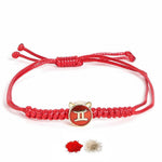 El Regalo 1 PC Zodiac Signs/Sun Signs Red Thread Bracelet Rakhi for Bhai/Brother/Niece or Nephew - Zodiac Sign Rakhi, Roli-Chawal Shagun, Rakhi Message Card in Rakhi Box (Gemini Rakhi)