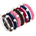 El Regalo Imitation Pearls Elastic Rubber Band Ties Ponytail Holder Scrunchy (Combo Set of 6) | Fancy Rubber Bands for Girls & Women | Fancy Rubber Bands for Hairs (Mixed Dark Colors)