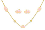 El Regalo Stainless Steel Flower Earrings & Necklace Jewelry Set for Girls & Women- Anti Tarnish/Waterproof Floral Jewelry