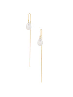 El Regalo Womens 1 Pair Long Needle- Threader Earrings- Trendy, Contemporary, Fashionable Sui Dhaaga Earrings with Pearl-Shell, Pearl Drops, Heart, Mermaid Charms (Butterfly Threader)