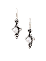 El Regalo Oxidized 925 Silver Plated Pearls Hook Earrings- Vintage Retro Style Pearl Drop Handmade Earrings for Women/Girls