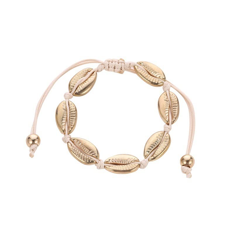 El Regalo 1 PC Metal Cowrie Shell Anklet/Bracelet for Girls & Women- Bohemian Adjustable Anklet/Bracelet Hand-woven for Girl Women (Style-3)