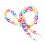 El Regalo 1 PC Cute Acrylic Heart Kids Face Mask Lanyard Straps/Face Mask Holder Lanyards Convenient Clip Safety Face Mask Cover Holder for Kids/Boys & Girls (Multi Colored Star)