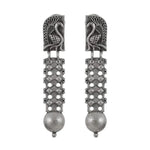 El Regalo Womens Silver Lookalike Brass Oxidised Peacock Studs Earrings- Indo Western Peacock Oxidized Earrings