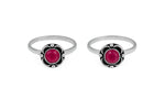 El Regalo Flowers Toe Rings For Women | Stones Toe Rings | Oxidized German Flower Toe Rings Set with Stones (1 Pairs) for Women (Red Stones)