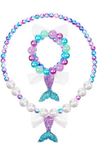 El Regalo Kids Girls Mermaid Princess Necklace & Bracelet Set (Ocean Blue)
