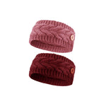 El Regalo 2 PCs Knitted Winter Woolen Warm Headband with Buttons for Face Mask Cover | Cold Weather Hair Accessories Head Wrap | Winter Headbands for Women & Men (Pack of 2) (Red & Pink)