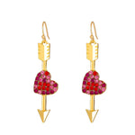 El Regalo Cupid's Arrow Heart Earrings- VALENTINE'S DAY GIFT for HER- Heart Arrow Hook Earrings for Girls & Women