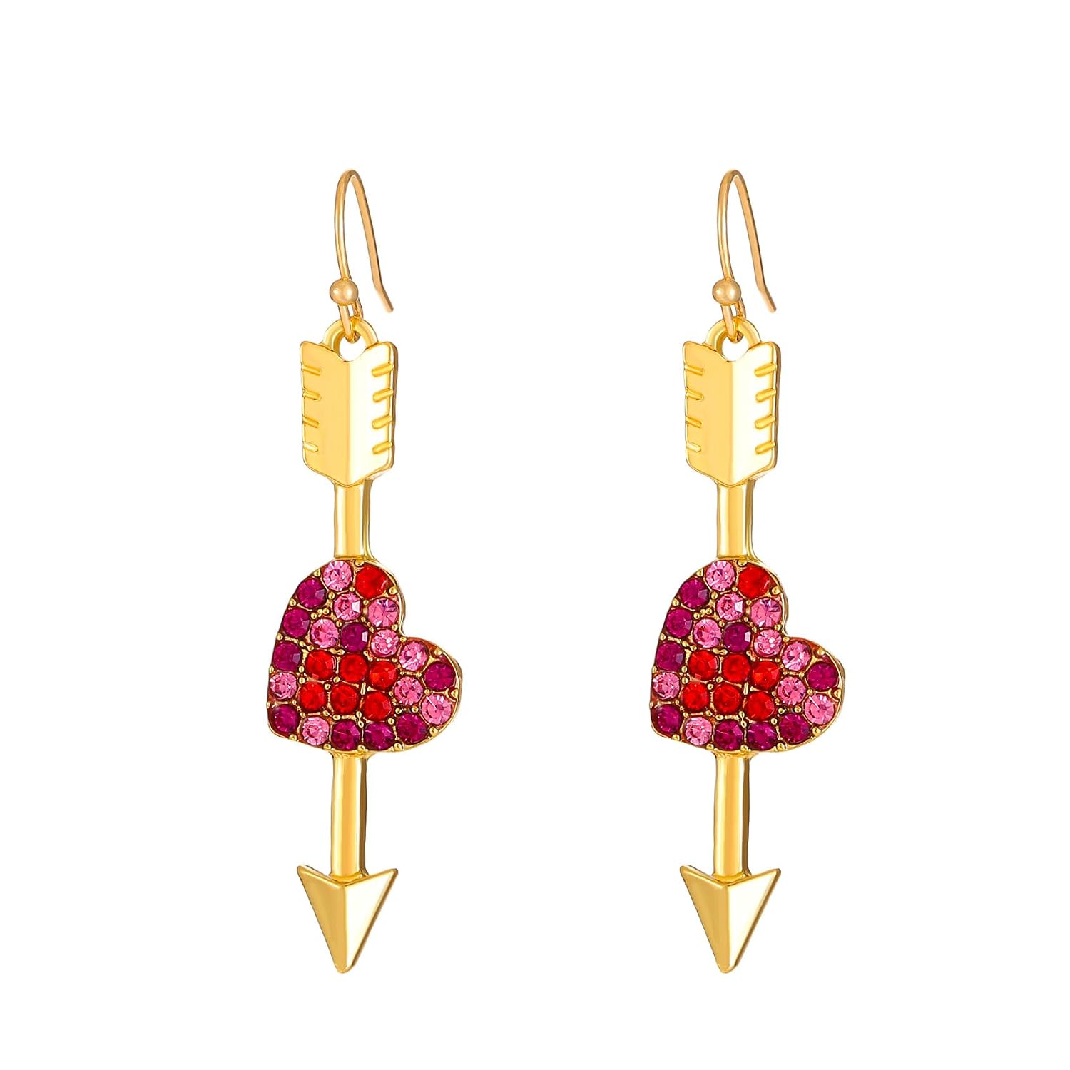 El Regalo Cupid's Arrow Heart Earrings- VALENTINE'S DAY GIFT for HER- Heart Arrow Hook Earrings for Girls & Women