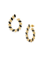 El Regalo Classy Stainless Steel Black & Golden Leaves Stud Earrings- Anti-Tarnish Statement Earrings