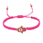 El Regalo 1 PC Hamsa Hand Evil Eye Charms Handmade Adjustable Unisex Bracelet for Girls/Boys/Men/Women (Pink)
