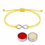 El Regalo 1PC Minimalist Infinity Rakhi for Brother- Simple Infinity Rakhi with Roli Chawal, Rakhi Message Card in Rakhi Gift box for Brother (Yellow)