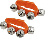 El Regalo 2PCs Jingle Bells Christmas Bracelets | Wrist & Ankle Bells for Party Favors, Musical Rhythm & Christmas Decor | Adjustable Percussion Instruments (Orange)
