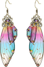 El Regalo Gorgeous Butterfly Wings Earrings - Handcrafted Colorful Austrian Crystal Hook Earrings for Women & Girls | Fantasy Fairy Dangle Earrings | Elegant Jewelry (Multi with Gold Finish)