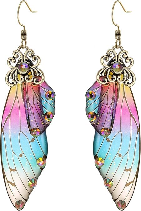 El Regalo Gorgeous Butterfly Wings Earrings - Handcrafted Colorful Austrian Crystal Hook Earrings for Women & Girls | Fantasy Fairy Dangle Earrings | Elegant Jewelry (Multi with Gold Finish)